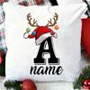 Personalised Christmas Pillow Case Initial with Name Cushion Cover Xmas Party Decor Home Pillowcase Xmas Gift for Family Friends