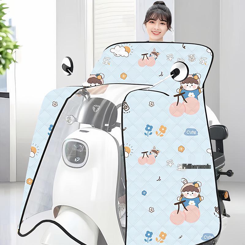 Electric Vehicle Windshield Summer Sunscreen Poncho – Windproof Sunshade for Battery Motorcycles