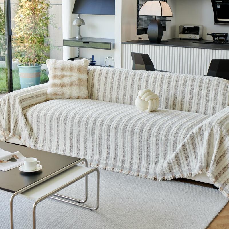 Чехол для дивана EIFLOY-Stripe Tufted Plush с противоскользящим покрытием, 3 места, мягкий чехол для дивана, плед, цельный, теплый, универсальный
