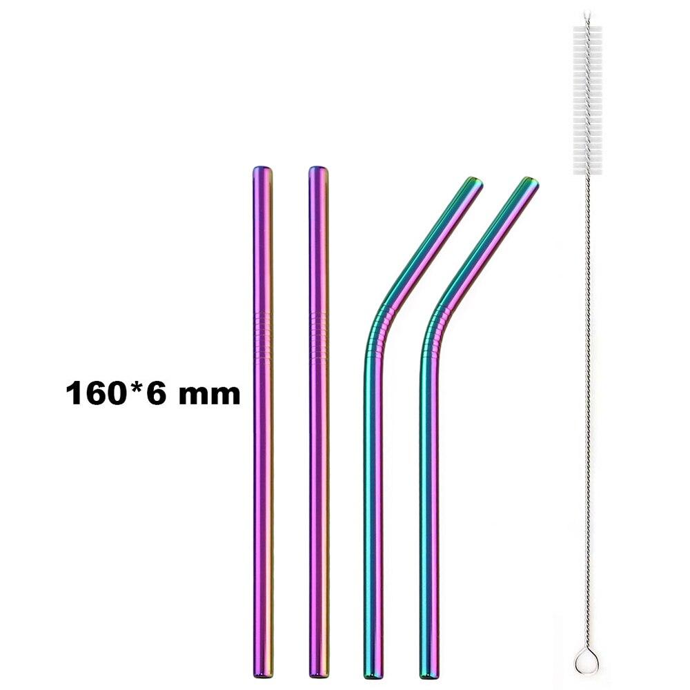 Металлическая золотая соломинка, 4 шт., с щеткой для чистки посуды, соломинка из нержавеющей стали 304, многоразовые соломинки для питья