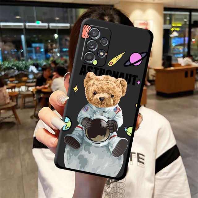 Мягкий чехол из ТПУ с рисунком астронавта и медведя для Samsung Galaxy A72 A51 4G A11 A22 A13 A21s A12 A71 A32 A52 5G A42, чехлы в виде ракушки