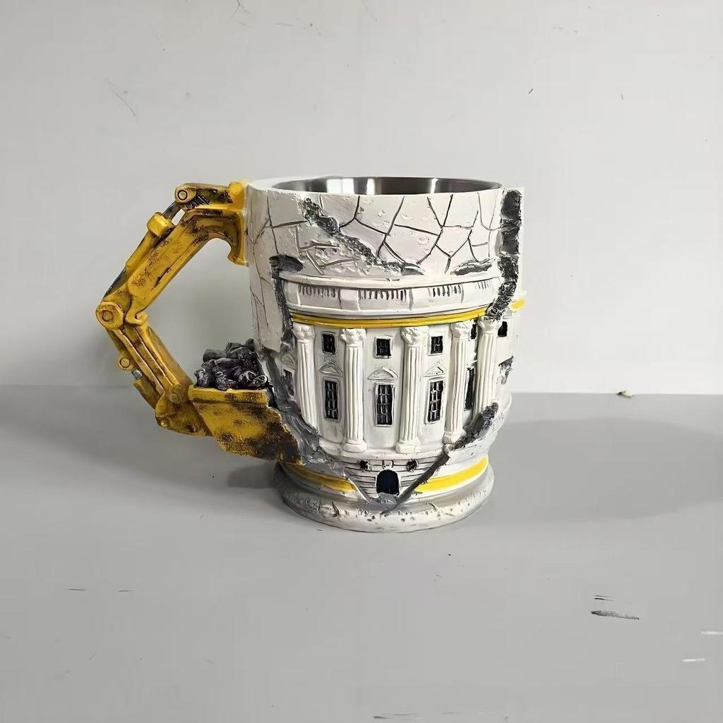 Кружка 3D из нержавеющей стали с изображением двигателя V8Кружка из смолы с изображением двигателя V8