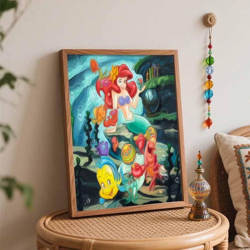Disney Little Mermaid oil painting painting kit home bedroom wall decoration creative handmade gift