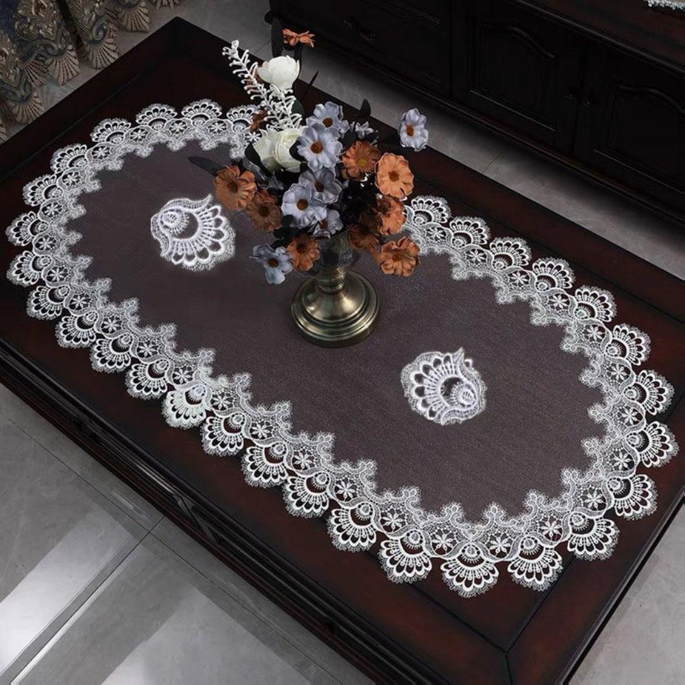 Dacron Oval Lace Tablecloth Vintage Coffee Table Placemat Durable Europe Dining Tablecloth  Home