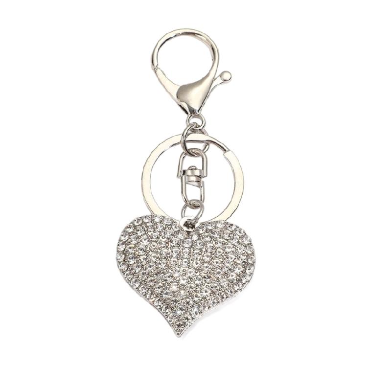 Stylish Heart Keychain Rhinestones Highlighted Charm Corrosion Resistant Key Chain for Keys or Bag Decoration