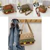 Hamburger Embroidered Cute Girl Crossbody Bag With Zipper For Daily Casual Use