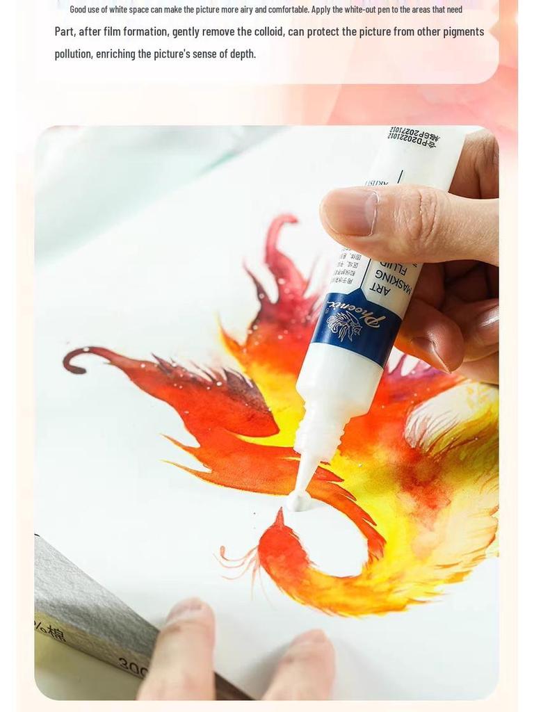 Маскирующая жидкость Phoenix White: Акварельная среда с бычьей желчью и гуммиарабиком