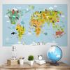 Cartoon Animal World Map Wall Sticker Self Adhesive Kids Room Bedroom Background Kindergarten Classroom Decor