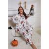 Halloween Plus Size Womens Long Sleeve 2 Piece Pajama Set Open Front Loungewear