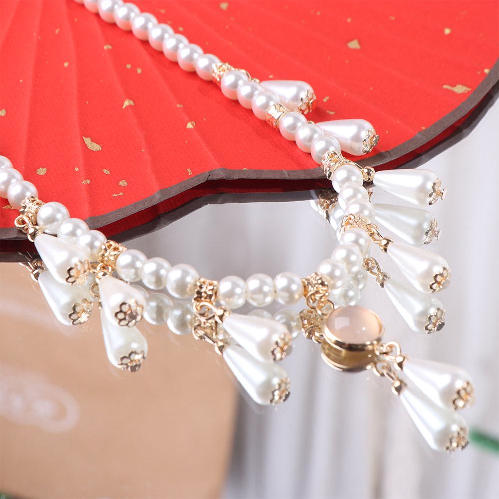 Pearls Chinese Style Necklace Vintage Cheongsam Necklace Vintage Hanfu Necklaces Clavicle Chain