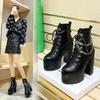 Women Shoes Boots Black Dark Cool Thick Bottom Platform Harajuku Shoes With Metal Chain Gothic Punk Girls Shoes Footwear