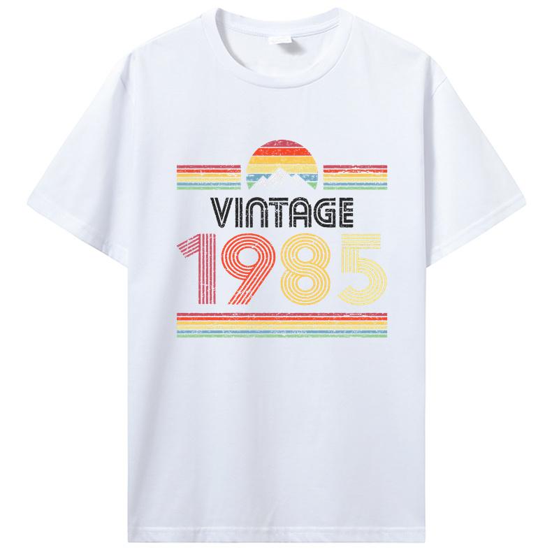Винтажная футболка 1985 года рождения, ретро подарки на день рождения для мужчин и женщин, мужская футболка, летние хлопковые футболки, уличная одежда
