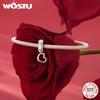 WOSTU 925 Sterling Silver Love Heart Charms Lotus Star Pendant Rib Beads Fit Bracelet Necklace Girl DIY Valentine Birthday Gift