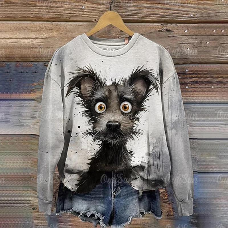 Модная женская толстовка с капюшоном с принтом животных, весна и осень, цветная одежда с принтом тай-дай, повседневная футболка больших размеров с длинными рукавами, тренд 2024 года