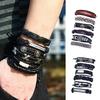 6шт ретро мужские искусственная кожа хип поп-панк череп лист оплетка браслет наручные украшения