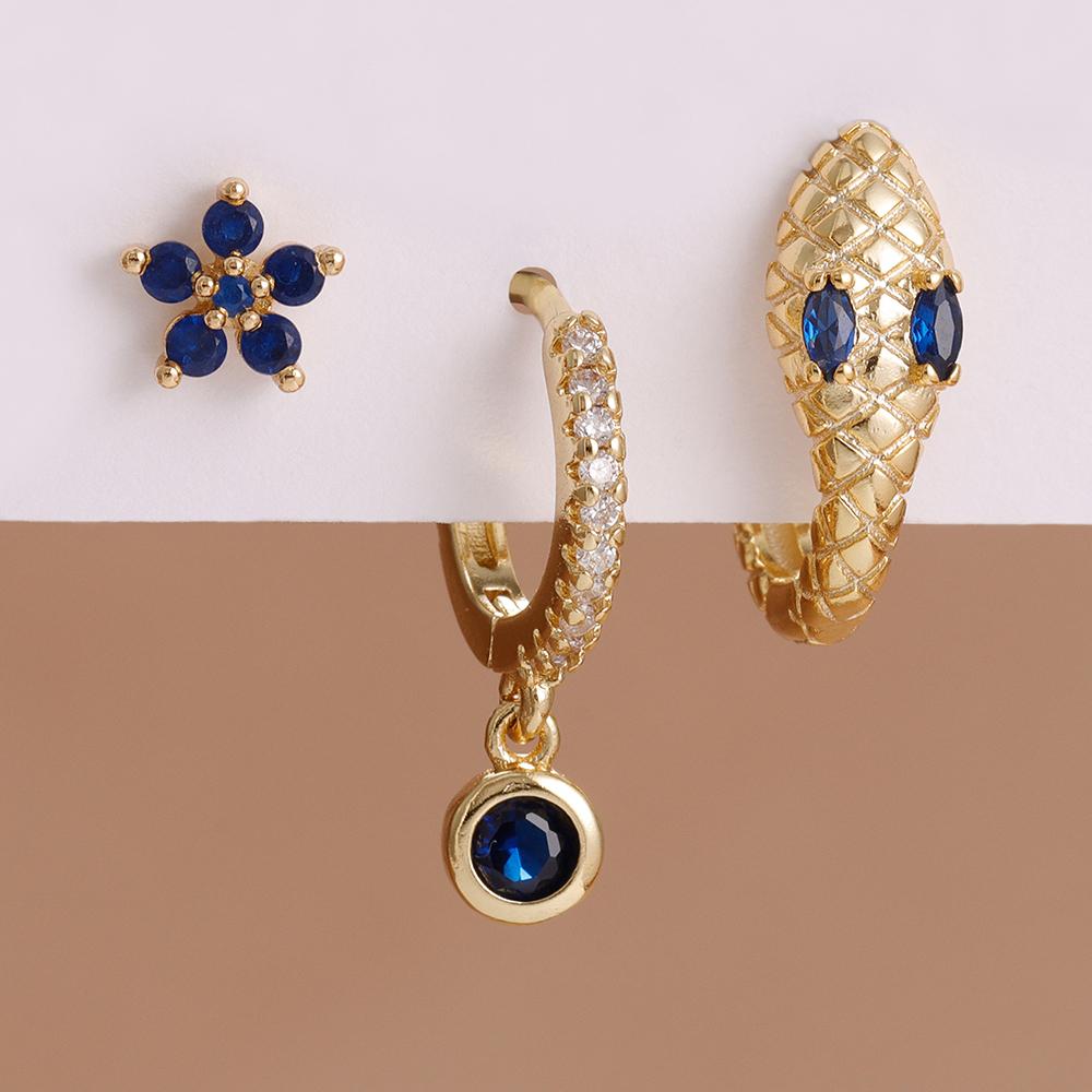 3PCS Vintage Snake Hoop Earrings Set For Women Cute Mini Animal Stainless Steel Piercing Earrings Punk Unisex Rock Jewelry