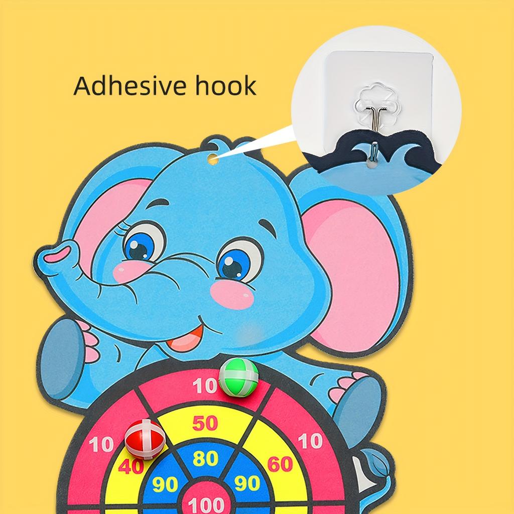 Children's Elephant Sticky Ball Dart Board Cartoon Pattern Ball Toys Parent-Child Interaction Throwing Target Ball