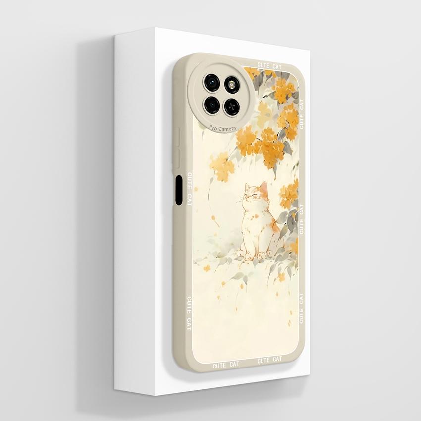 Для itel S23 S24 S25 P55 P65 A70 A80 Милый Кот Чехол для Телефона Защита Камеры Мягкий Жидкий Силикон Высококачественный Чехол с Защитой от Отпечатков Пальцев Для Корпуса itel