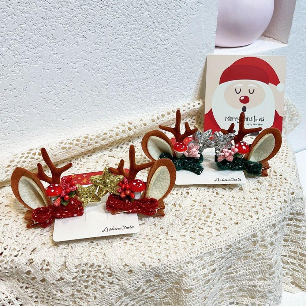 Ободок на голову с оленьими рогами, заколки для волос, рождественский головной убор для девочек, милый детский обруч для волос с лосиными рогами, аксессуары для волос для костюма для вечеринки