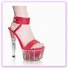 17Cm fish mouth fine high heel glitter crystal sandals women's summer simple waterproof table open-toe buckle thin women's shoes