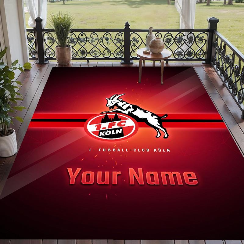 Custom Text Printed Rug FC Köln Non Slip Floor Carpet For Home Room Decor