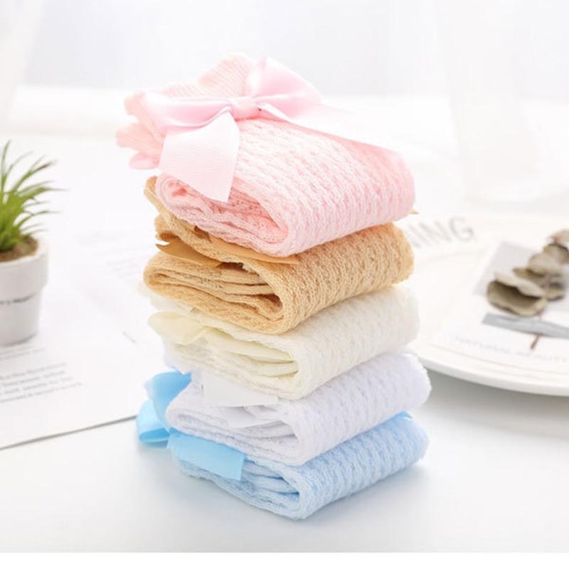 Baby Girl Socks Toddler Baby Bow Cotton Summer Mesh Baby Knee Socks Newborn Infant Non-slip Long Princess Baby Kids Thin Socks