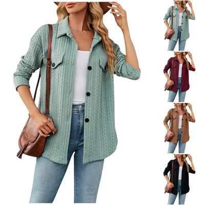 Женская мода повседневная однотонная нагрудная накладка на пуговицах с длинным рукавом кардиган верхнее пальто