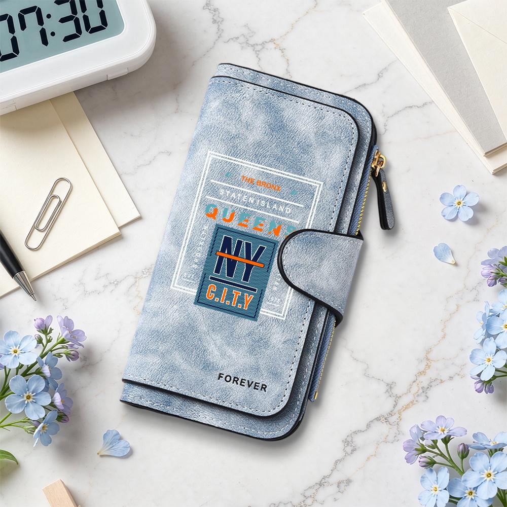 New York City Print Long Wallet Fashion Casual Portable Card Holder PU Leather Daily Use Purse for Men Women