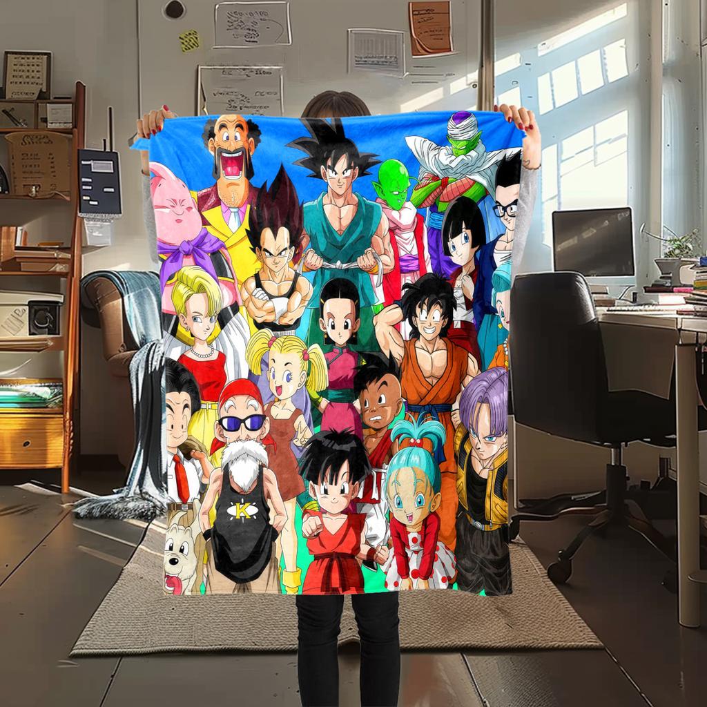 1 шт. Плед из фланели с принтом DRAGON BALL, Высокое качество, Для всех сезонов, Декор для дома, Тепло и Уют, Идеально для Рождественских подарков