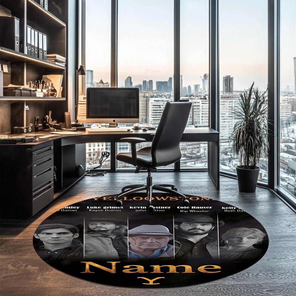 Custom Name Yellowstone Printed Round Rug Carpet Chair Rug Area Rug Entryway Doormats,for Office Chair Living Room Bedroom Kitchen Room.