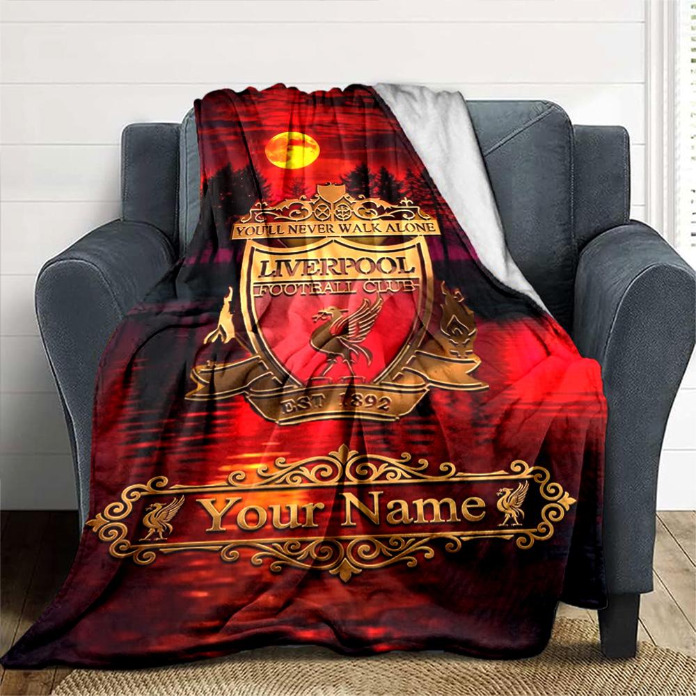 Liverpool Customize Text Blanket Throw Customizable Blanket Ultra-Soft Perfect for Livingroom Picnics Office Chair Chair Four Seasons Multipurpose