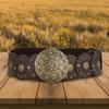 Zinc Zinc Alloy Ethnic Style Rivet Belt Y2K Disc PU Hollow Waistband Vintage Concho Wide Belt  Waist Seal