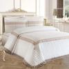 Roza Quilted Bedspread 3pcs, Coverlet 250x260 with Pillowcase, Cotton Fabric, Double Size, Full Bed, Beige