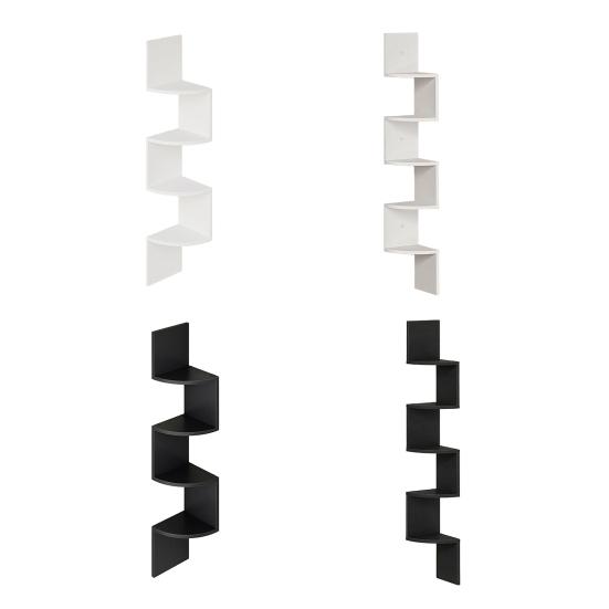 Floating Corner Shelf Wall Mounted 4-Tier 5-Tier Corner Zigzag Shelf Radial Wall Floating Shelf for Home Office Living Room Bedroom