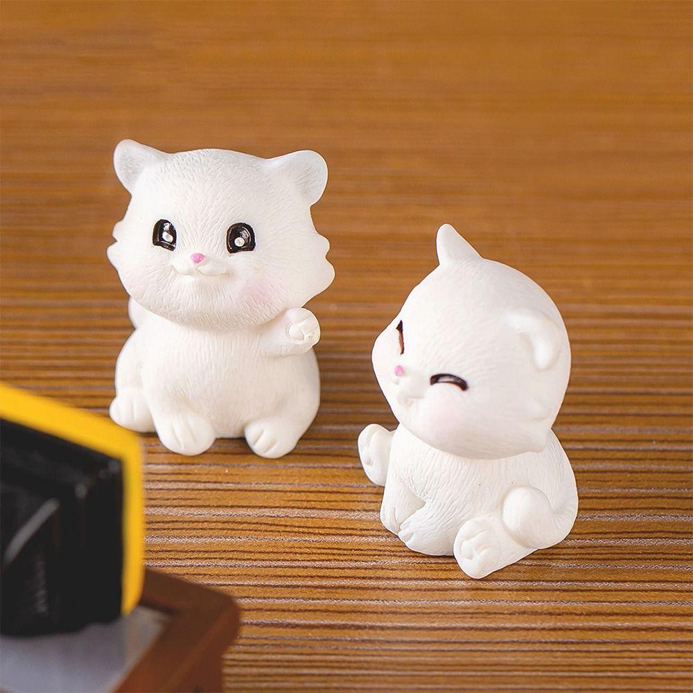 Resin Crafts Cat Statue Cute Kitten Figurines Miniature Mini Cat Figurines Car Accessories