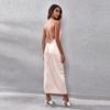 Satin Sleeveless Split Backless Sling Dress Women Spring Summer Sexy Club Long Dress Evening Robes Strapless Party Dresses 25820