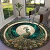1pc Ornate Peacock Radiance Printed Chair Rug for Home Office Use, Living Room Kitchen Game Room Round Carpet