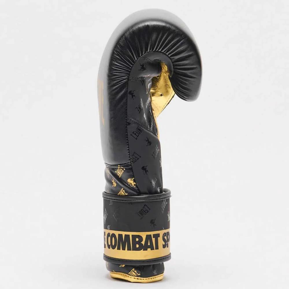 Leone1947 Boxing Gloves 12 oz Buffalo Leather Injected Foam Padding Black