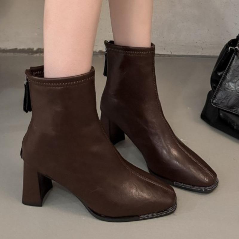 Модные женские ботильоны на толстом каблуке 2025 Дизайнерская элегантная обувь Модные туфли-лодочки Классическая вечеринка Новые тренды Женские ботинки