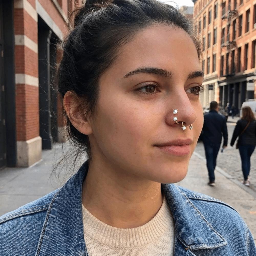 2 PCS Elegant Nose Ring Stainless Steel Daith Piercing Jewelry Cartilage Helix Earrings Daily