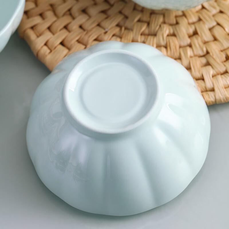 Haoya Nordic Celadon Pumpkin Ceramic Rice Bowl Set