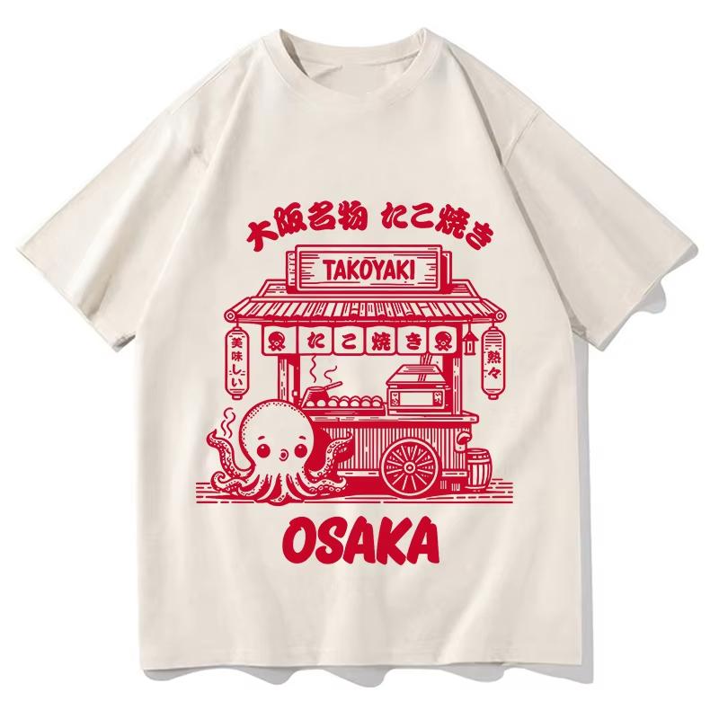 Unisex Takoyaki Osaka Graphic Tshirt Unisex Unisex Japanese Street Food Cart Print Shirt Short Sleeve Crew Neck Casual Cotton Tee