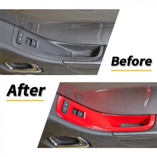 Декоративная накладка на панель кнопок стеклоподъемника для Chevrolet Camaro 10-15 Красная