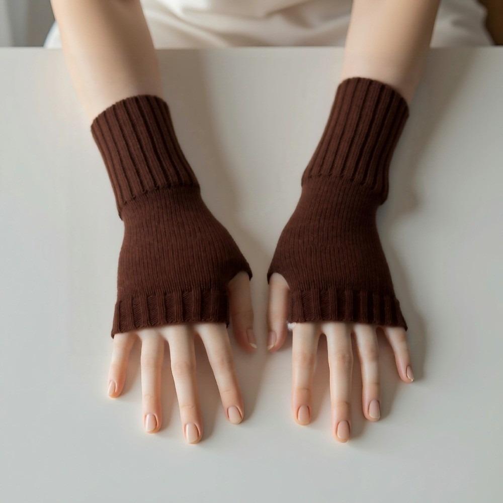 Solid Color Half Finger Mitten Knitted Fingerless Gloves New Knitted Gloves Autumn and Winter