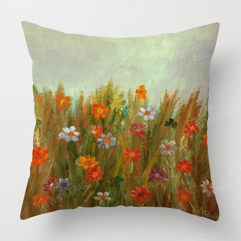 Vibrant Garden Pillowcases Colorful Floral Designs for Home Decor Perfect Spring Gift with Trees Flowers Moon Scenes