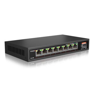 Коммутационный концентратор FOXNEO Оснащен 9 портами RJ45 и 1 коммутационным концентратором 10G для отдельных лиц и домов. Бесшумная конструкция без вентилятора. Может быть установлен на столе или