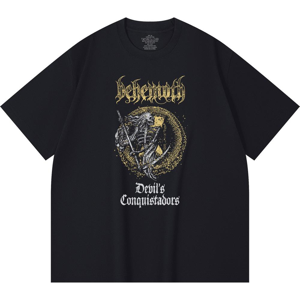 Хлопковая футболка плотностью 230 г/м² 100% Хлопок Heavy Metal Футболка с принтом рок-группы Популярная музыка Унисекс Тяжелая хлопковая футболка