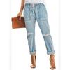 Women's Loose And Casual Trend Ripped Casual Fashion Straight Leg Jeans