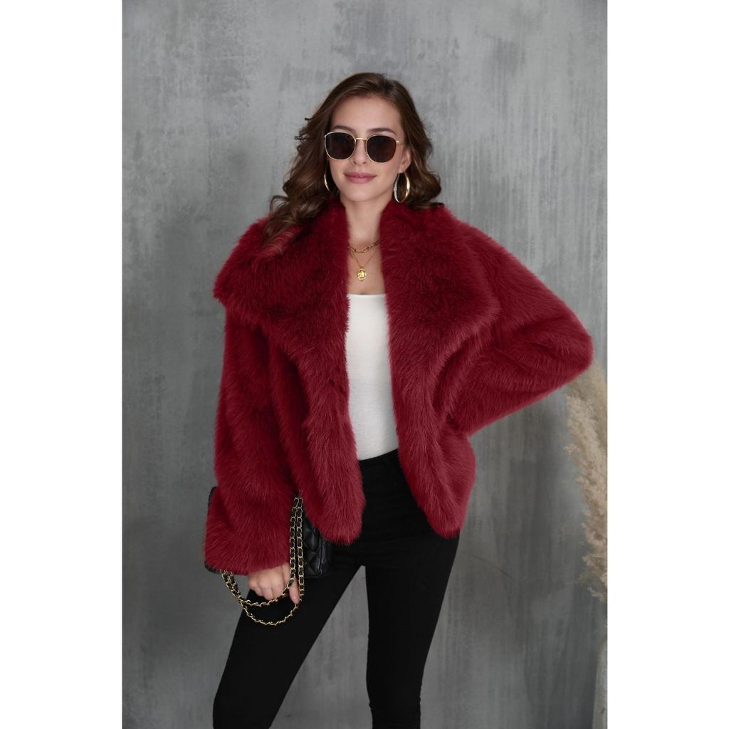 Fur Big Collar Synthetic Fur Coat Short Fashion Imitation Fox Fur Coat Fluffy Plush Women's Clothing