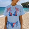 Custom Patriotic Bride Shirt, American Bride Tee, USA Flag Bikini Shirt, Bride Beach Trip Tee, Fourth of July Bride Outfit, Girls Trip Shirt